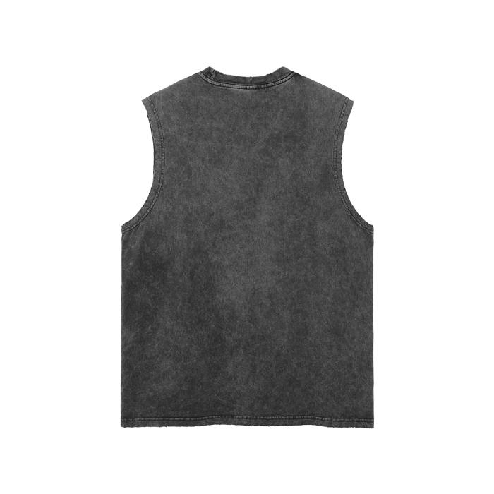 Streetwear Unisex Snow Washed Frayed Hem Tank Top